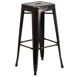 English Elm Commercial Grade Kai Commercial Grade 30" High Backless Metal Indoor-Outdoor Barstool with Square Seat