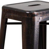 English Elm Commercial Grade Kai Commercial Grade 30" High Backless Metal Indoor-Outdoor Barstool with Square Seat