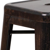 English Elm Commercial Grade Kai Commercial Grade 30" High Backless Metal Indoor-Outdoor Barstool with Square Seat