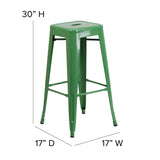 English Elm Commercial Grade Kai Commercial Grade 30" High Backless Metal Indoor-Outdoor Barstool with Square Seat