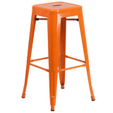 English Elm Commercial Grade Kai Commercial Grade 30" High Backless Metal Indoor-Outdoor Barstool with Square Seat