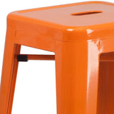 English Elm Commercial Grade Kai Commercial Grade 30" High Backless Metal Indoor-Outdoor Barstool with Square Seat