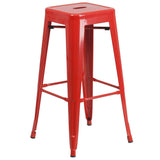 English Elm Commercial Grade Kai Commercial Grade 30" High Backless Metal Indoor-Outdoor Barstool with Square Seat