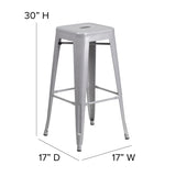 English Elm Commercial Grade Kai Commercial Grade 30" High Backless Metal Indoor-Outdoor Barstool with Square Seat