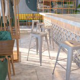 English Elm Commercial Grade Kai Commercial Grade 30" High Backless Metal Indoor-Outdoor Barstool with Square Seat