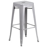 English Elm Commercial Grade Kai Commercial Grade 30" High Backless Metal Indoor-Outdoor Barstool with Square Seat