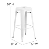 English Elm Commercial Grade Kai Commercial Grade 30" High Backless Metal Indoor-Outdoor Barstool with Square Seat