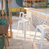 English Elm Commercial Grade Kai Commercial Grade 30" High Backless Metal Indoor-Outdoor Barstool with Square Seat