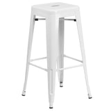 English Elm Commercial Grade Kai Commercial Grade 30" High Backless Metal Indoor-Outdoor Barstool with Square Seat