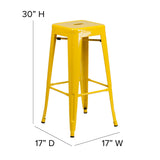 English Elm Commercial Grade Kai Commercial Grade 30" High Backless Metal Indoor-Outdoor Barstool with Square Seat