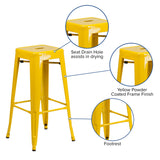 English Elm Commercial Grade Kai Commercial Grade 30" High Backless Metal Indoor-Outdoor Barstool with Square Seat