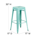 English Elm Commercial Grade Commercial Grade 30" High Backless Indoor-Outdoor Barstool