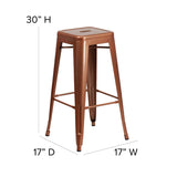 English Elm Commercial Grade Commercial Grade 30" High Backless Indoor-Outdoor Barstool