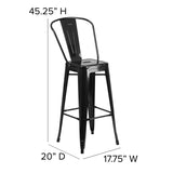 English Elm Commercial Grade Kai Commercial Grade 30" High Metal Indoor-Outdoor Barstool with Removable Back