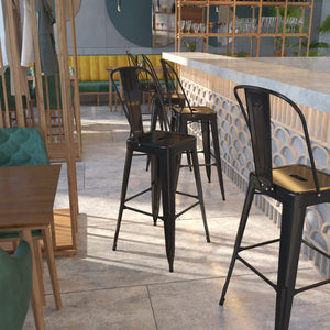 English Elm Commercial Grade Kai Commercial Grade 30" High Metal Indoor-Outdoor Barstool with Removable Back