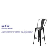 English Elm Commercial Grade Kai Commercial Grade 30" High Metal Indoor-Outdoor Barstool with Removable Back