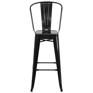 English Elm Commercial Grade Kai Commercial Grade 30" High Metal Indoor-Outdoor Barstool with Removable Back