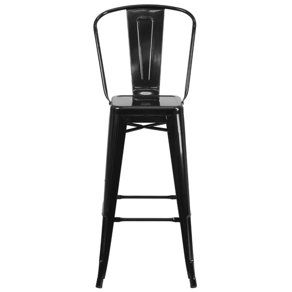 English Elm Commercial Grade Kai Commercial Grade 30" High Metal Indoor-Outdoor Barstool with Removable Back