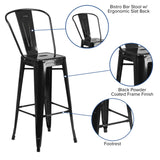 English Elm Commercial Grade Kai Commercial Grade 30" High Metal Indoor-Outdoor Barstool with Removable Back