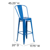 English Elm Commercial Grade Kai Commercial Grade 30" High Metal Indoor-Outdoor Barstool with Removable Back