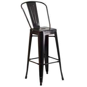 English Elm Commercial Grade Kai Commercial Grade 30" High Metal Indoor-Outdoor Barstool with Removable Back