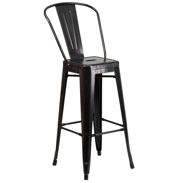 English Elm Commercial Grade Kai Commercial Grade 30" High Metal Indoor-Outdoor Barstool with Removable Back