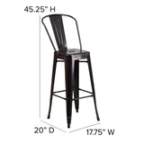 English Elm Commercial Grade Kai Commercial Grade 30" High Metal Indoor-Outdoor Barstool with Removable Back