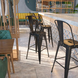 English Elm Commercial Grade Kai Commercial Grade 30" High Metal Indoor-Outdoor Barstool with Removable Back