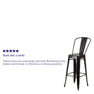 English Elm Commercial Grade Kai Commercial Grade 30" High Metal Indoor-Outdoor Barstool with Removable Back