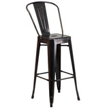 English Elm Commercial Grade Kai Commercial Grade 30" High Metal Indoor-Outdoor Barstool with Removable Back