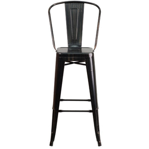English Elm Commercial Grade Kai Commercial Grade 30" High Metal Indoor-Outdoor Barstool with Removable Back