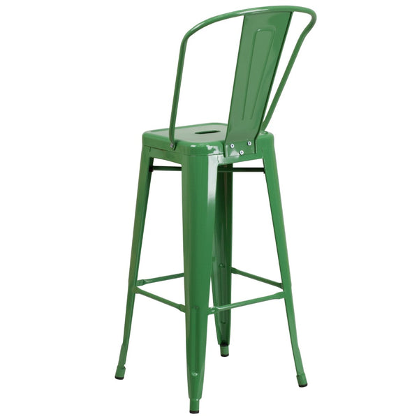 English Elm Commercial Grade Kai Commercial Grade 30" High Metal Indoor-Outdoor Barstool with Removable Back