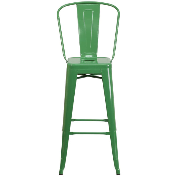 English Elm Commercial Grade Kai Commercial Grade 30" High Metal Indoor-Outdoor Barstool with Removable Back