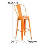 English Elm Commercial Grade Kai Commercial Grade 30" High Metal Indoor-Outdoor Barstool with Removable Back