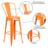 English Elm Commercial Grade Kai Commercial Grade 30" High Metal Indoor-Outdoor Barstool with Removable Back