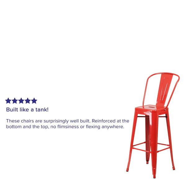 English Elm Commercial Grade Kai Commercial Grade 30" High Metal Indoor-Outdoor Barstool with Removable Back