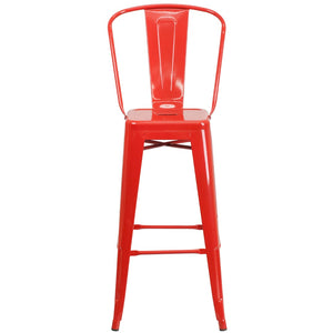 English Elm Commercial Grade Kai Commercial Grade 30" High Metal Indoor-Outdoor Barstool with Removable Back