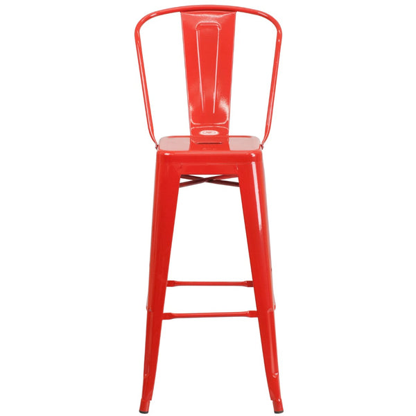English Elm Commercial Grade Kai Commercial Grade 30" High Metal Indoor-Outdoor Barstool with Removable Back