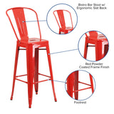 English Elm Commercial Grade Kai Commercial Grade 30" High Metal Indoor-Outdoor Barstool with Removable Back