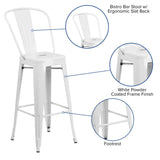 English Elm Commercial Grade Kai Commercial Grade 30" High Metal Indoor-Outdoor Barstool with Removable Back