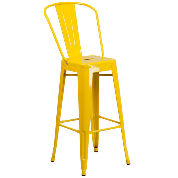 English Elm Commercial Grade Kai Commercial Grade 30" High Metal Indoor-Outdoor Barstool with Removable Back