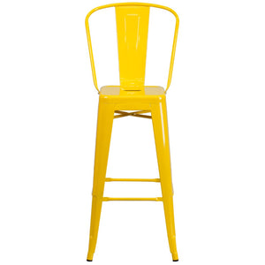English Elm Commercial Grade Kai Commercial Grade 30" High Metal Indoor-Outdoor Barstool with Removable Back