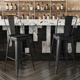 English Elm Commercial Grade Commercial Grade 30" High Metal Indoor-Outdoor Bar Height Stool with Removable Back and All-Weather Poly Resin Seat