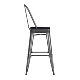 English Elm Commercial Grade Commercial Grade 30" High Metal Indoor-Outdoor Bar Height Stool with Removable Back and All-Weather Poly Resin Seat