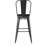 English Elm Commercial Grade Commercial Grade 30" High Metal Indoor-Outdoor Bar Height Stool with Removable Back and All-Weather Poly Resin Seat