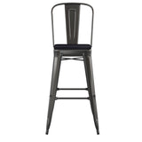 English Elm Commercial Grade Commercial Grade 30" High Metal Indoor-Outdoor Bar Height Stool with Removable Back and All-Weather Poly Resin Seat