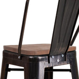 English Elm Commercial Grade 30" High Metal Barstool with Back and Wood Seat