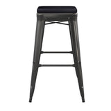 English Elm Commercial Grade Commercial Grade 30" High Backless Metal Indoor-Outdoor Barstool with Poly Resin Wood Seat