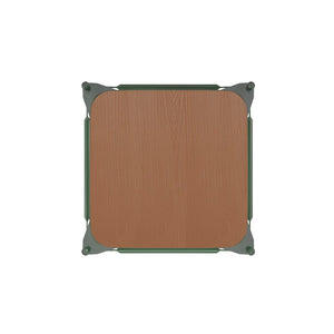 English Elm Commercial Grade Commercial Grade 30" High Backless Metal Indoor-Outdoor Barstool with Teak Poly Resin Wood Seat