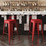 English Elm Commercial Grade Commercial Grade 30" High Backless Metal Indoor-Outdoor Barstool with Poly Resin Wood Seat